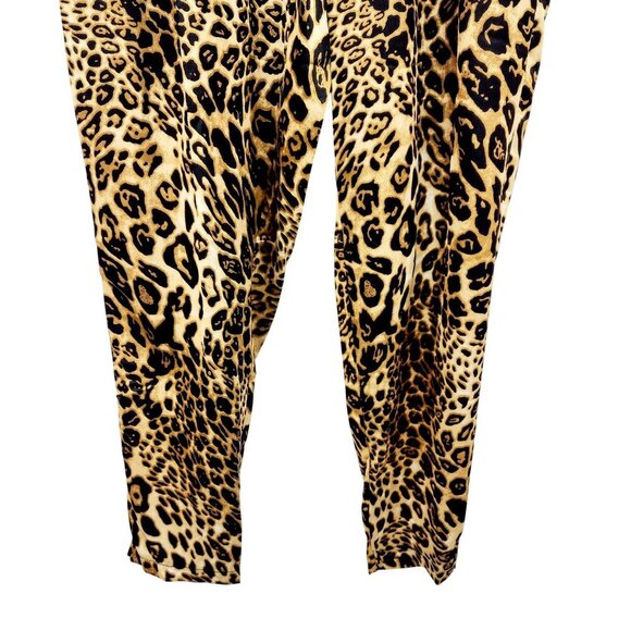 Leopard Print Satin Pants With Elastic Waist & Drawstring Size M Haute Monde - Picture 5 of 12
